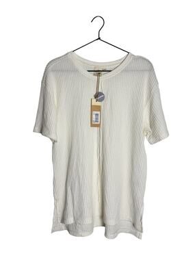 NWT White Crow Buckle Clara Waffle Knit Short Sleeve Top White